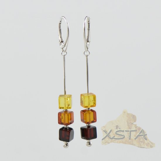 Amber earrings Multi color beads